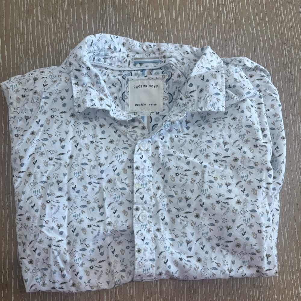 Cactus White Floral kids shirts
